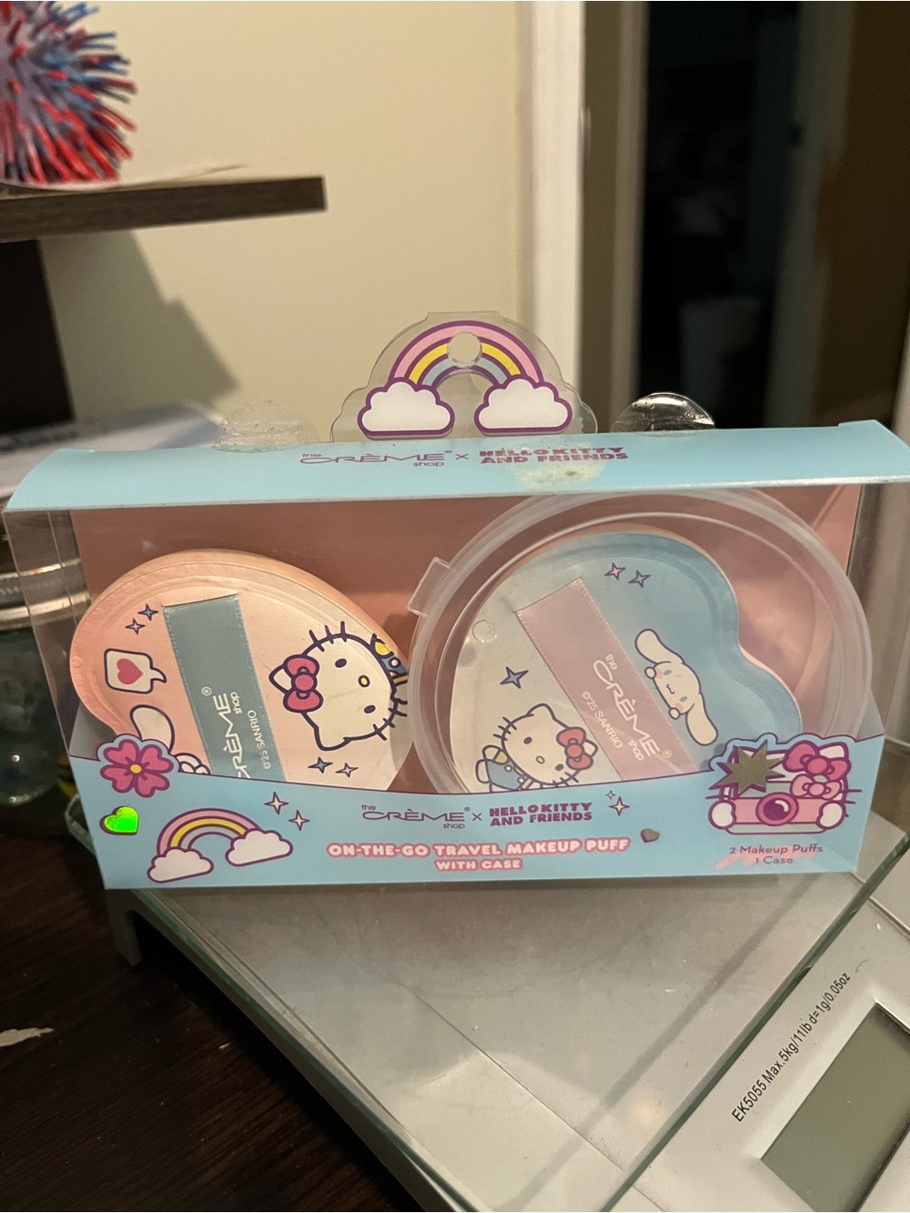 Hello Kitty Pastel Pink & Light Blue Travel Makeup Puff Set